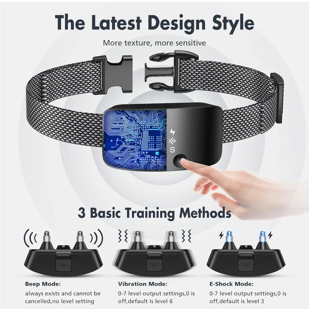 Bark Collar for Dogs,Rechargeable Anti Barking‎ Training Collar (Black)